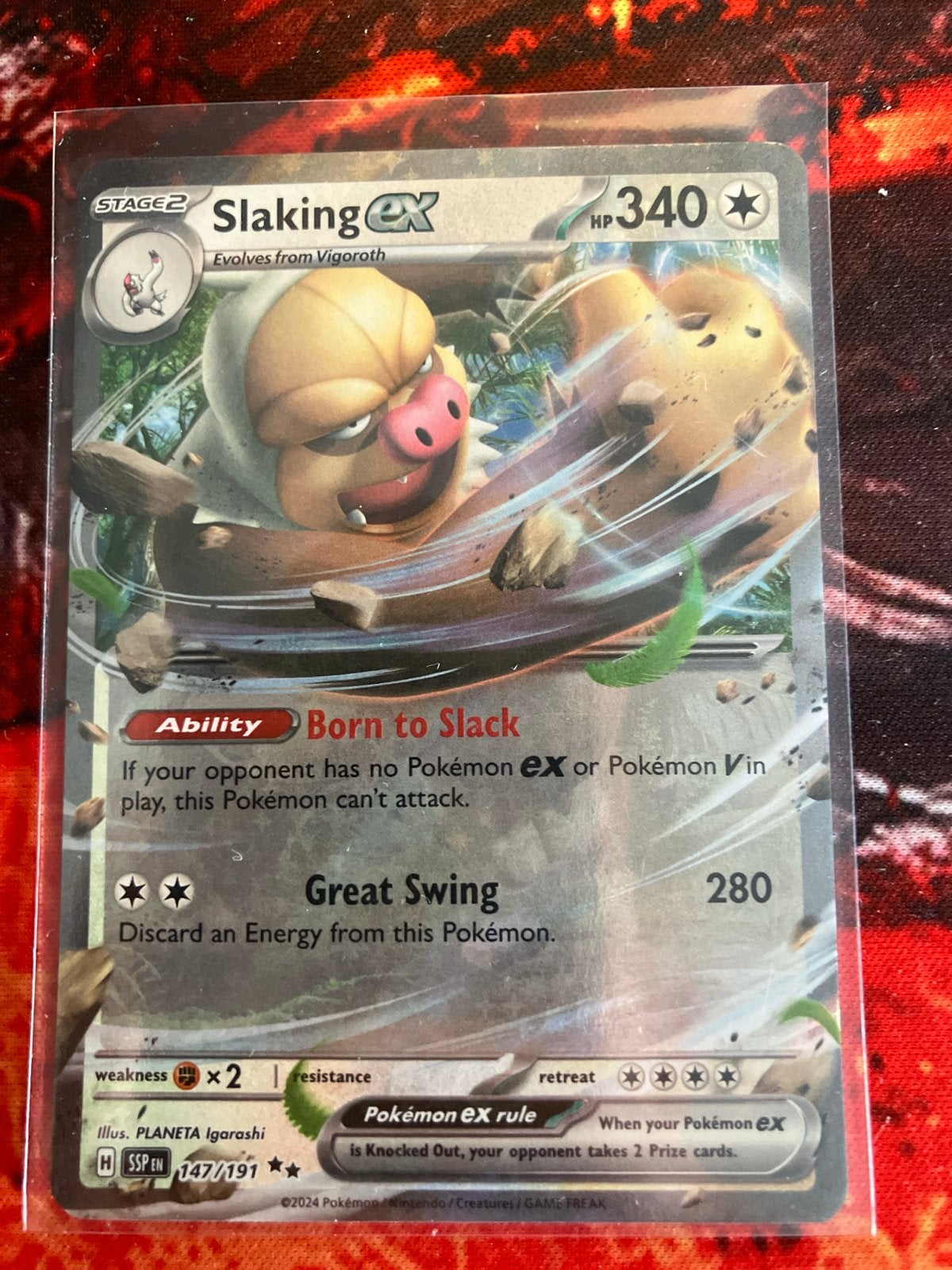 Slaking EX Pokemon Kaart SSP EN 147/191 - Nieuwstaat, Hobby en Vrije tijd, Verzamelkaartspellen | Pokémon, Zo goed als nieuw, Losse kaart