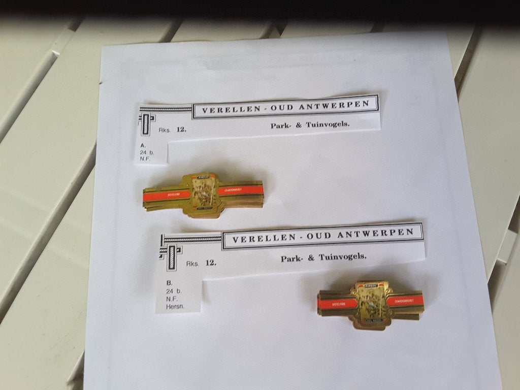 Sigarenbandjes verellen park en tuinvogels van rimbou, Verzenden, Gebruikt, Sigarenbandjes