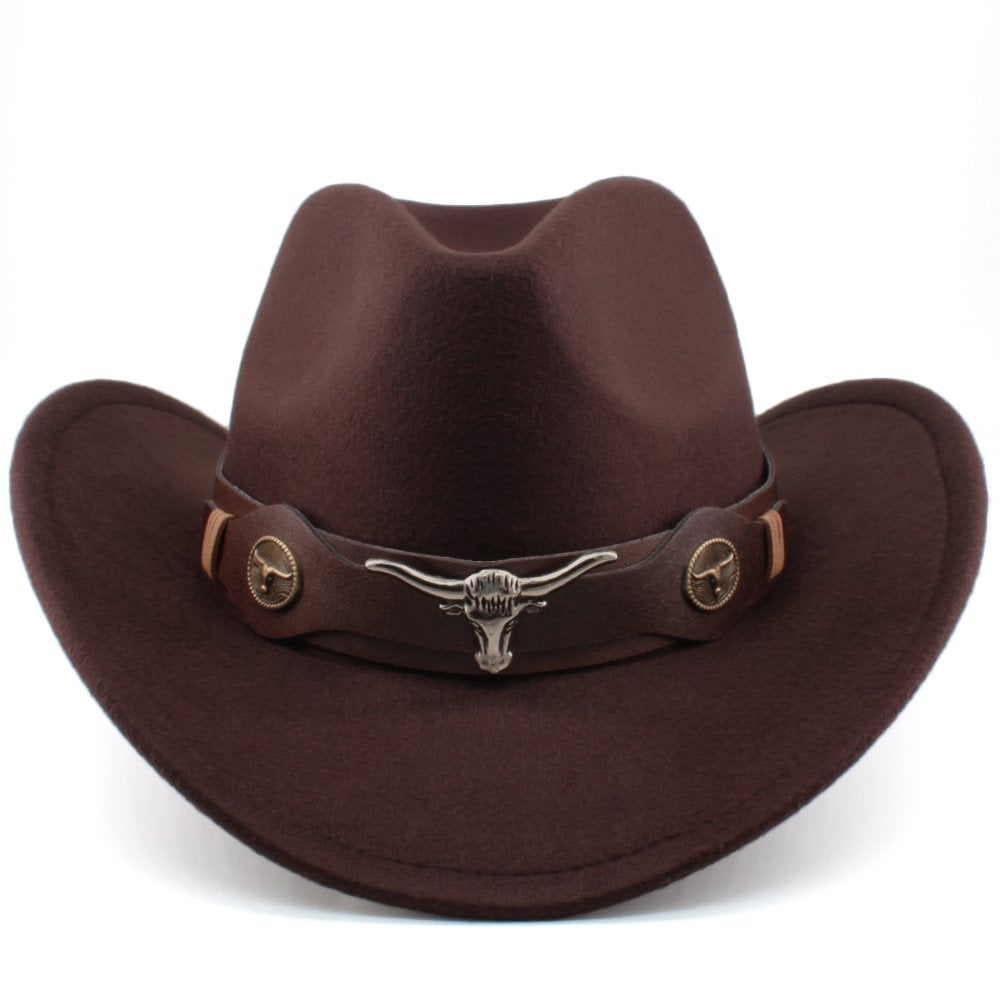 Bruine cowboy hoed met stierenkop / heren dames mannen, Verzenden, Nieuw, Hoed