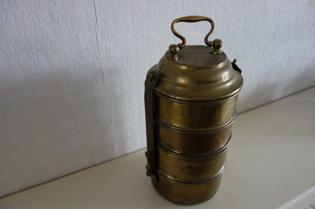 Eetbakjes, stapelbaar koper. Gamel., Antiek en Kunst, Ophalen of Verzenden