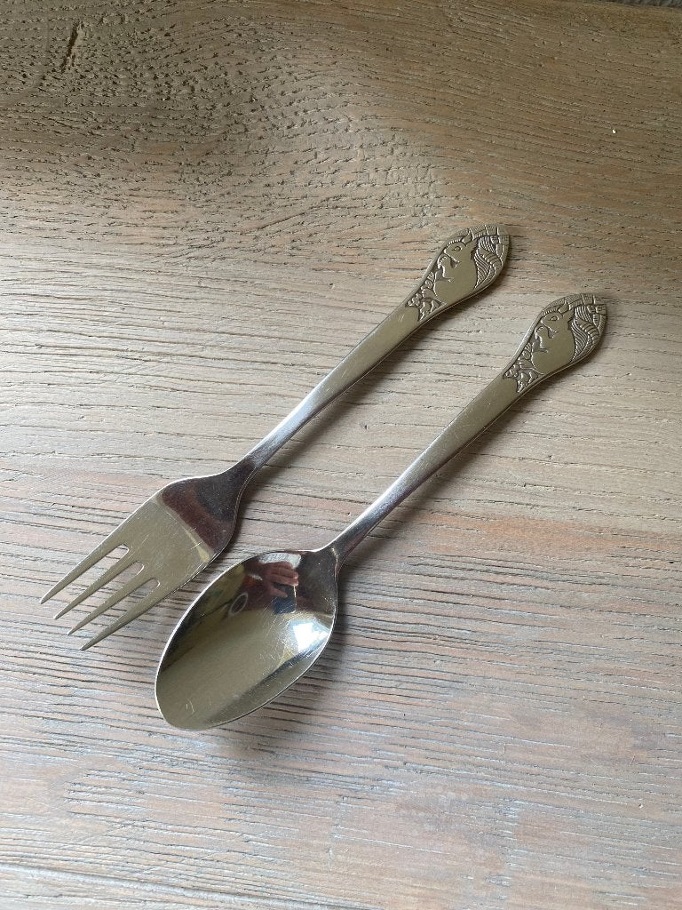 Vintage Gero Zilmeta kinderbestek 2-delig – Eekhoorn, Ophalen of Verzenden