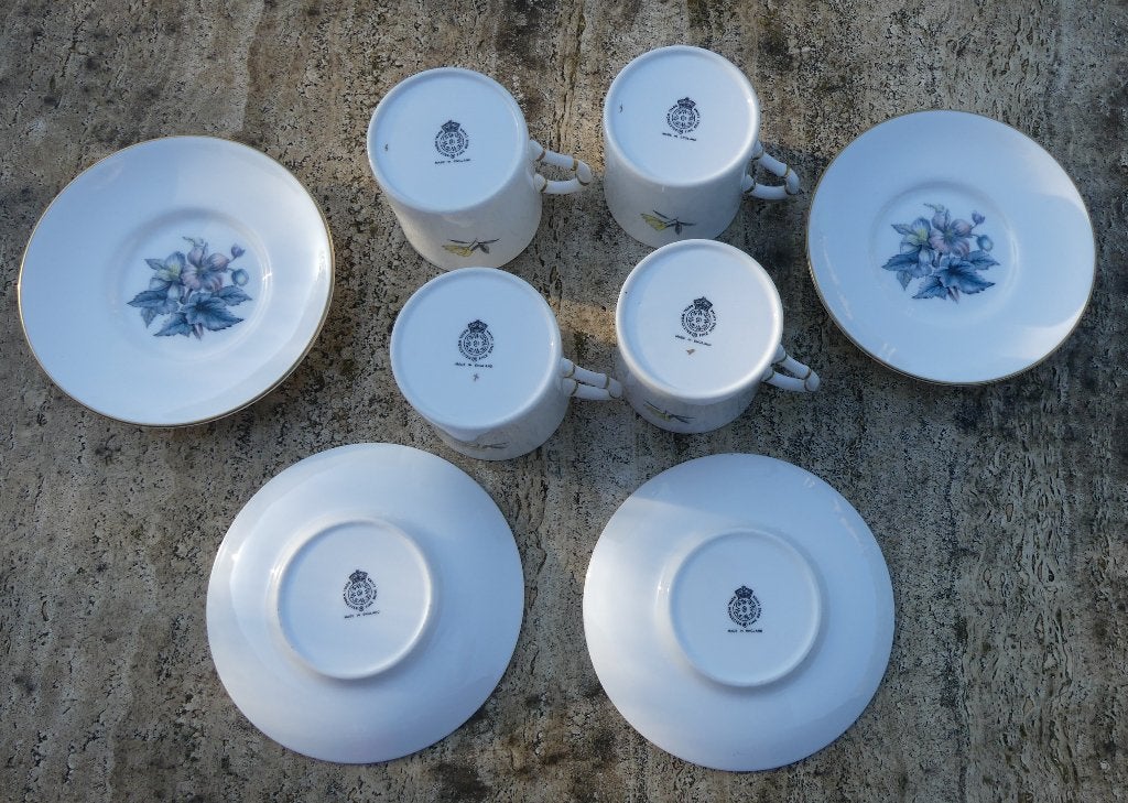 4 Royal Worcester Bone China Espresso Kopjes en Schoteltjes, Overige merken, Klassiek, Nieuw, Ophalen of Verzenden