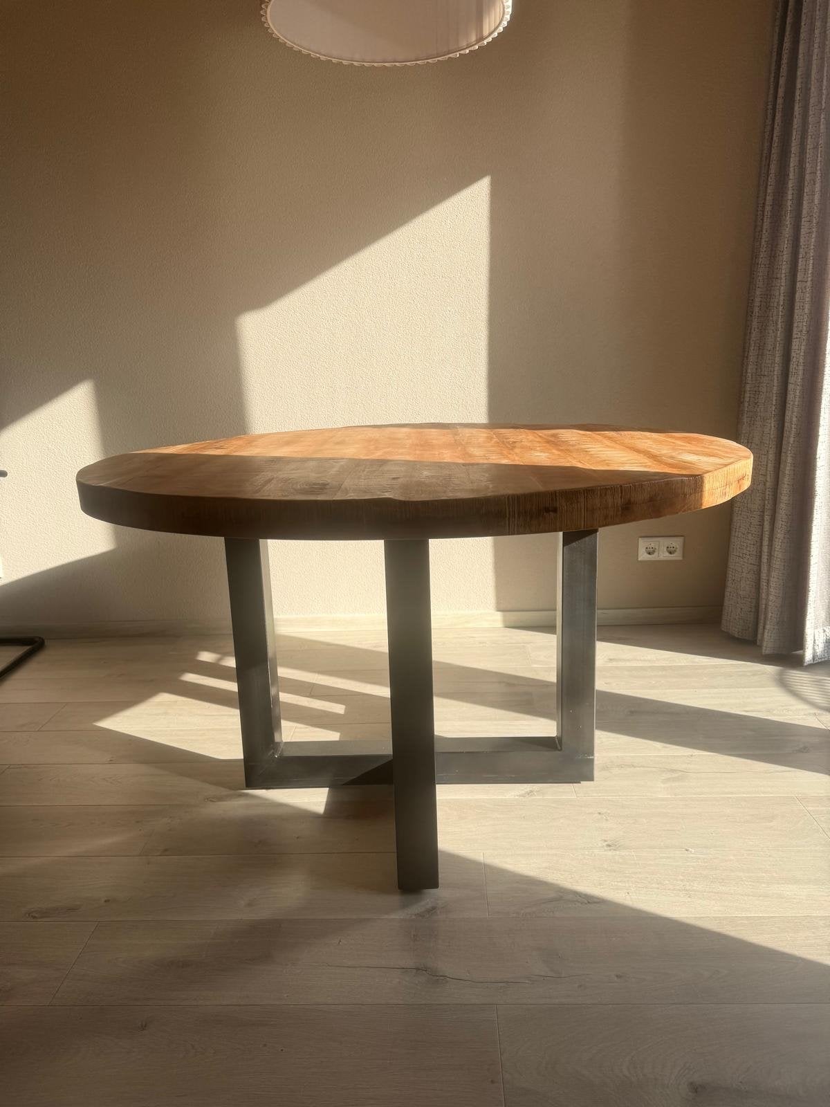 Ronde eettafel, mango hout, 130 cm doorsnede, Ophalen, Gebruikt, 100 tot 150 cm, Rond