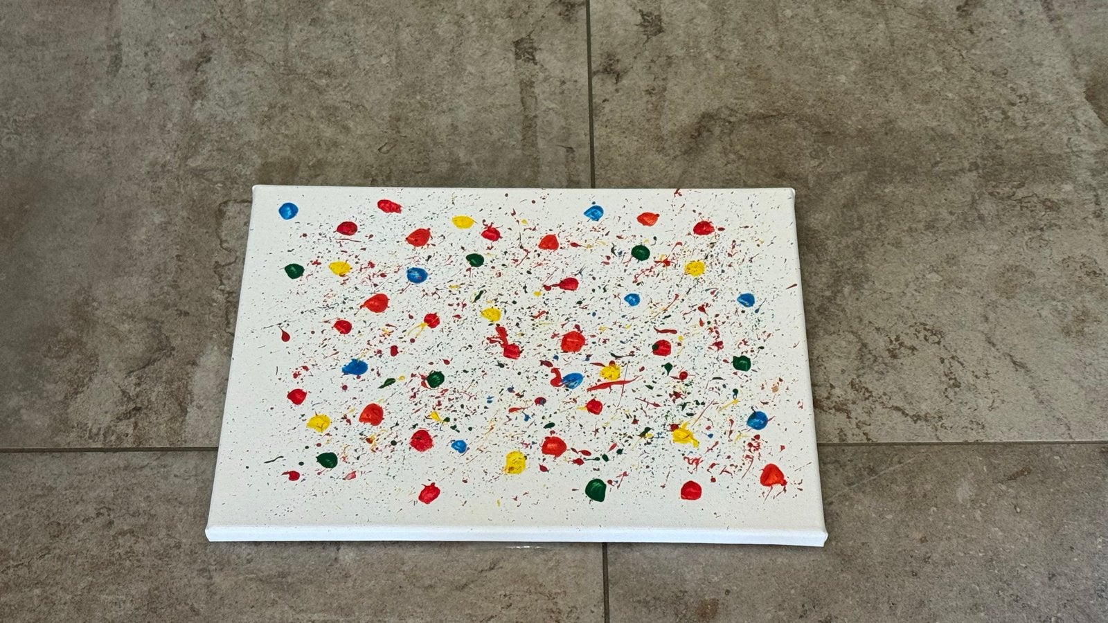 Abstract schilderij met kleurrijke spetters, Antiek en Kunst, Ophalen