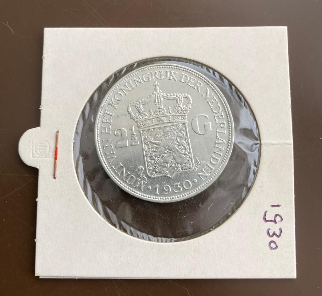 Zilveren  2 ½ Gulden /Rijksdaalder Wilhelmina 1930, Postzegels en Munten, Munten | Nederland, Verzenden, Zilver, Koningin Wilhelmina