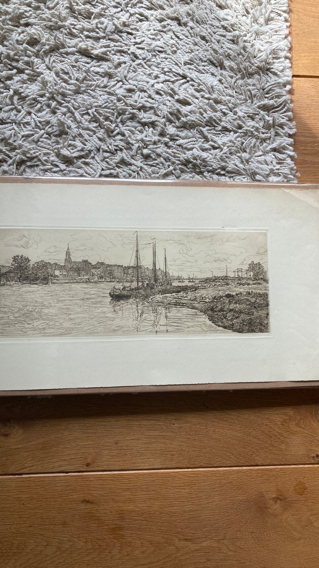 Gerrit Haverkamp (1872-1926) Stadsgezicht met Haven, Antiek en Kunst, Kunst | Etsen en Gravures, Ophalen of Verzenden
