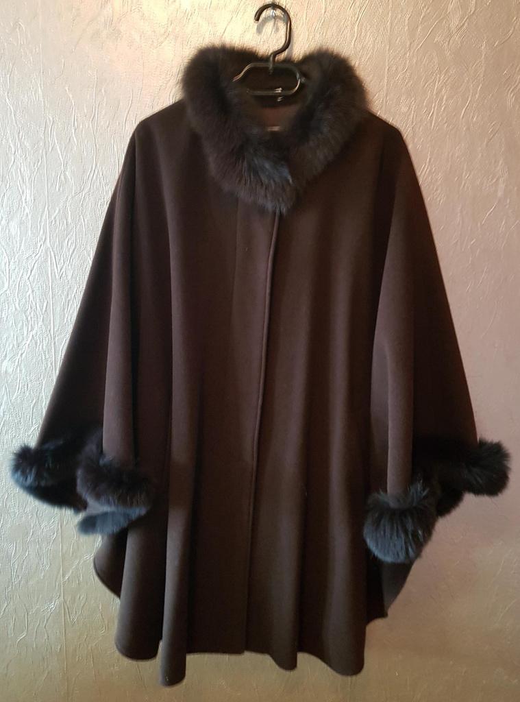 winterjas winter mantel jas poncho Lebek Collection 42 bruin, Bruin, Lebek Collection, Maat 42/44 (L), Ophalen of Verzenden