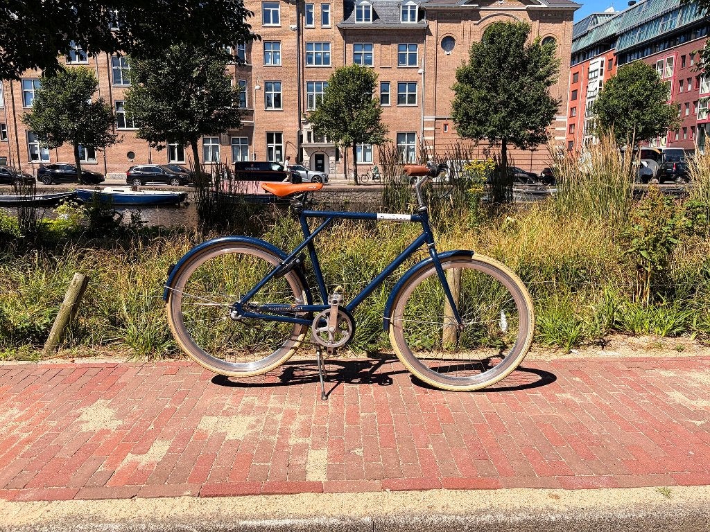 Veloretti Caferacer heren 3 versnellingen donkerblauw, Terugtraprem, Gebruikt, Versnellingen, 53 tot 57 cm