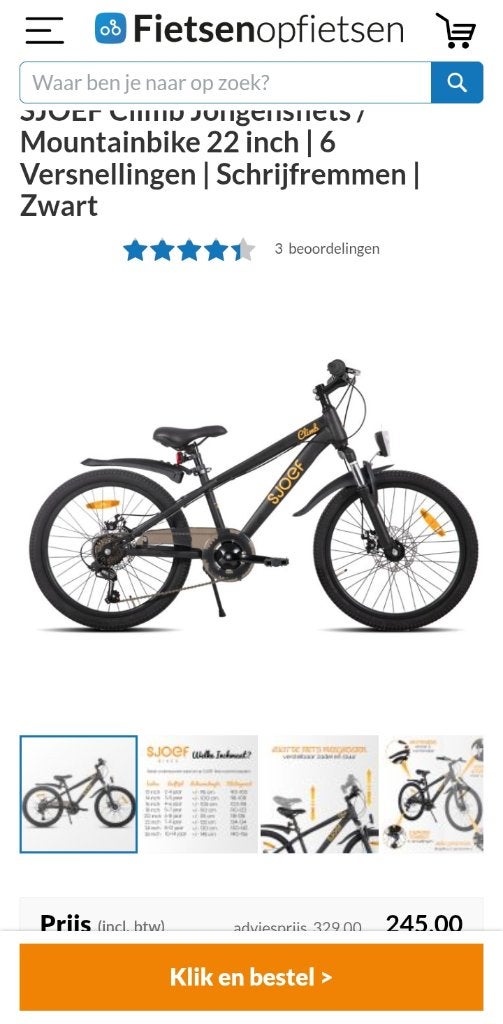 NIEUW! Sjoef jongensfiets mountainbike 22 inch, Ophalen, Nieuw, 20 inch of meer, Sjoef