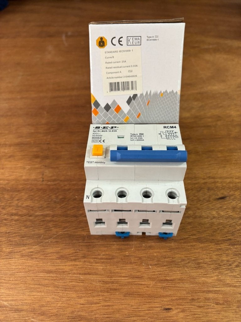 Sep aardlekautomaat B 25A 3P+N 30mA – RCM4, Ophalen, Nieuw