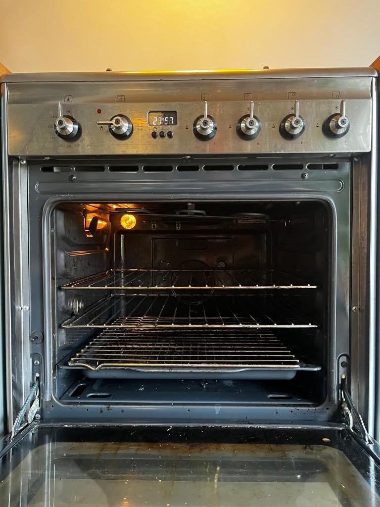 smeg rvs fornuis en afzuigkap, Ophalen, Gebruikt, 60 cm of meer, Grill