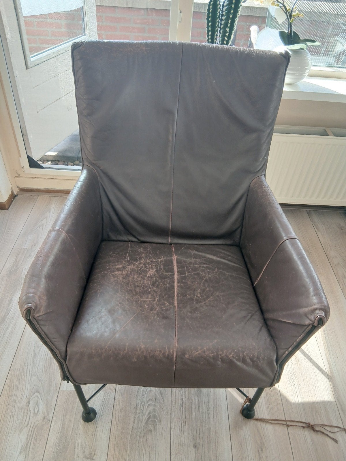 Montis Charlie fauteuil - Bruin leer, Ophalen, Gebruikt, Design, Modern, 75 tot 100 cm