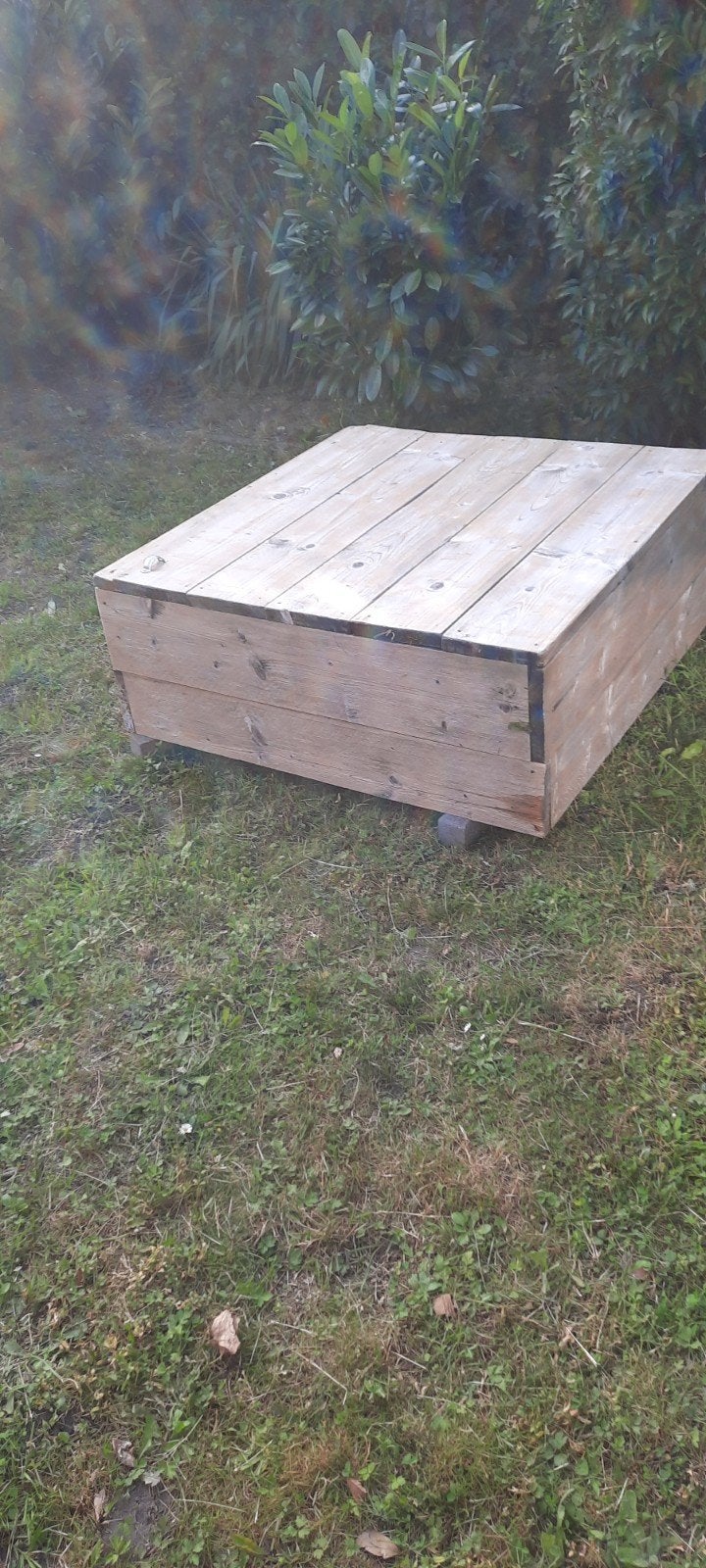 Vierkante tuintafel steigerhuot, Tuin en Terras, Ophalen, Gebruikt, Steigerhout