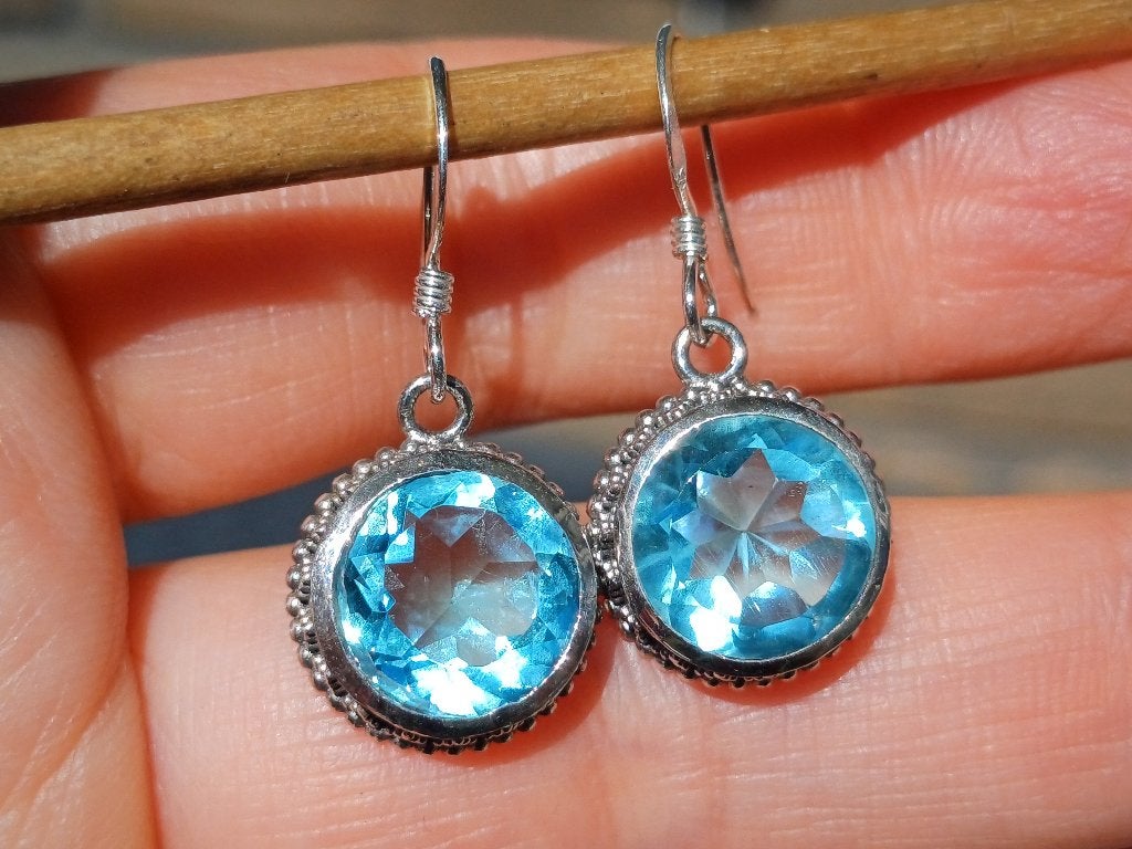 Vanoli 925 zilveren oorbellen met blauwe topaas, Daiva1973@hotmail.com, Hangers, Vanoli, Blauw