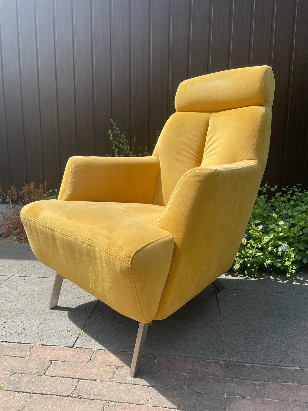 Xooon Relaxfauteuil met voetenbank - Okergeel, Huis en Inrichting, Ophalen, Zo goed als nieuw, Stof, 75 tot 100 cm