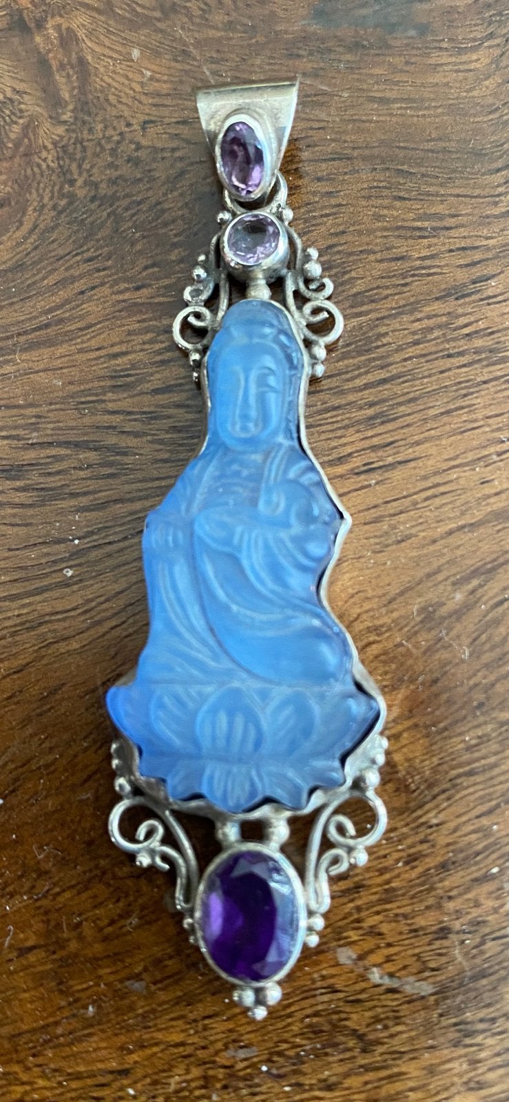 Zilveren Balinese hanger Guan Yin Bali Balinees Indonesie, Ophalen of Verzenden, Nieuw, Blauw, Zilver
