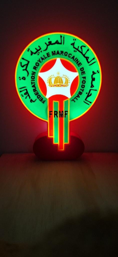 WK 2026 Marokko Elftal LED Lamp - FRMF Logo, Huis en Inrichting, Woonaccessoires | Overige, Meerkleurig, Nieuw, Kunststof, Ophalen of Verzenden