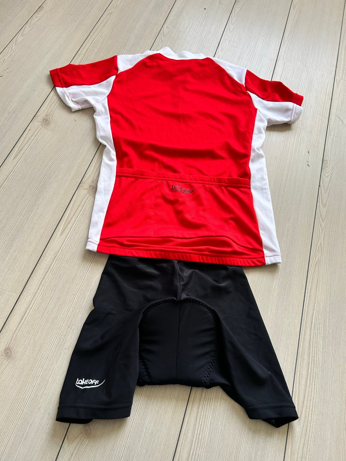 Fietsoutfit 164 158 Rood Wit Shirt & Zwarte Broek (Take Off), Ophalen of Verzenden, Gebruikt, Jongen of Meisje