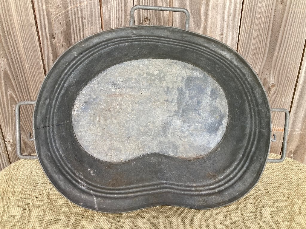 Antieke zinken zaaibak (50 cm) – Ergonomische plukmand, Ophalen of Verzenden