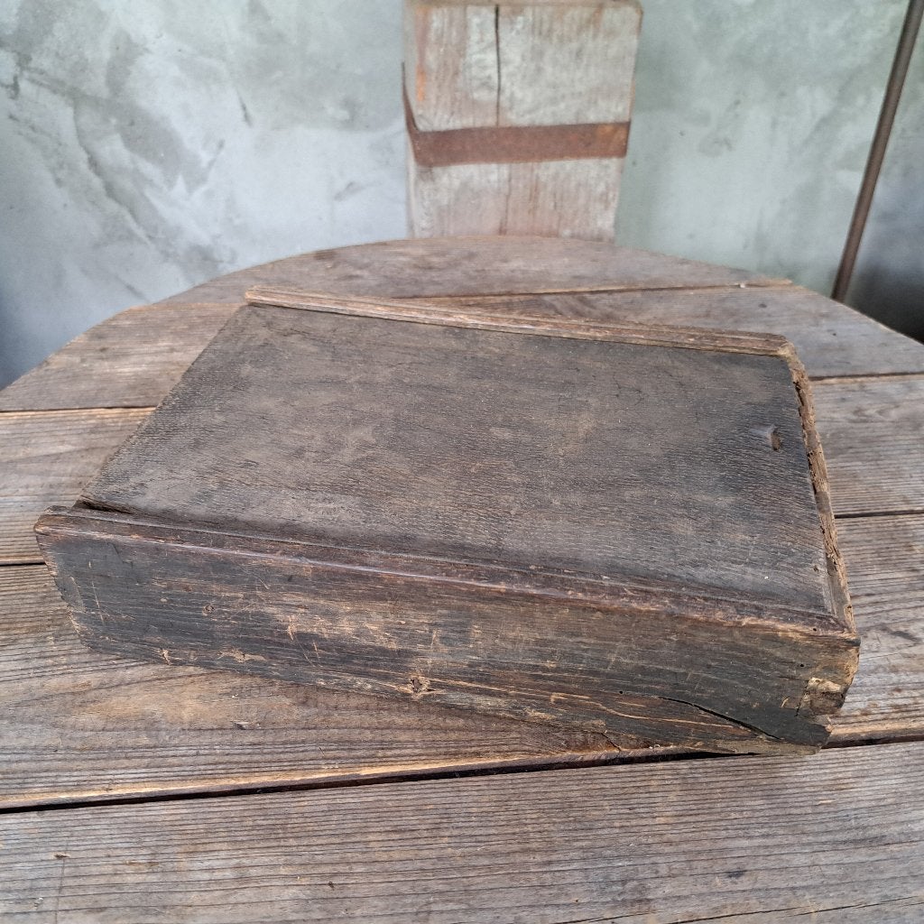 Oud brocante houten doosje box kistje schuifdeksel *Etage3*, Gebruikt, ., Ophalen of Verzenden, .