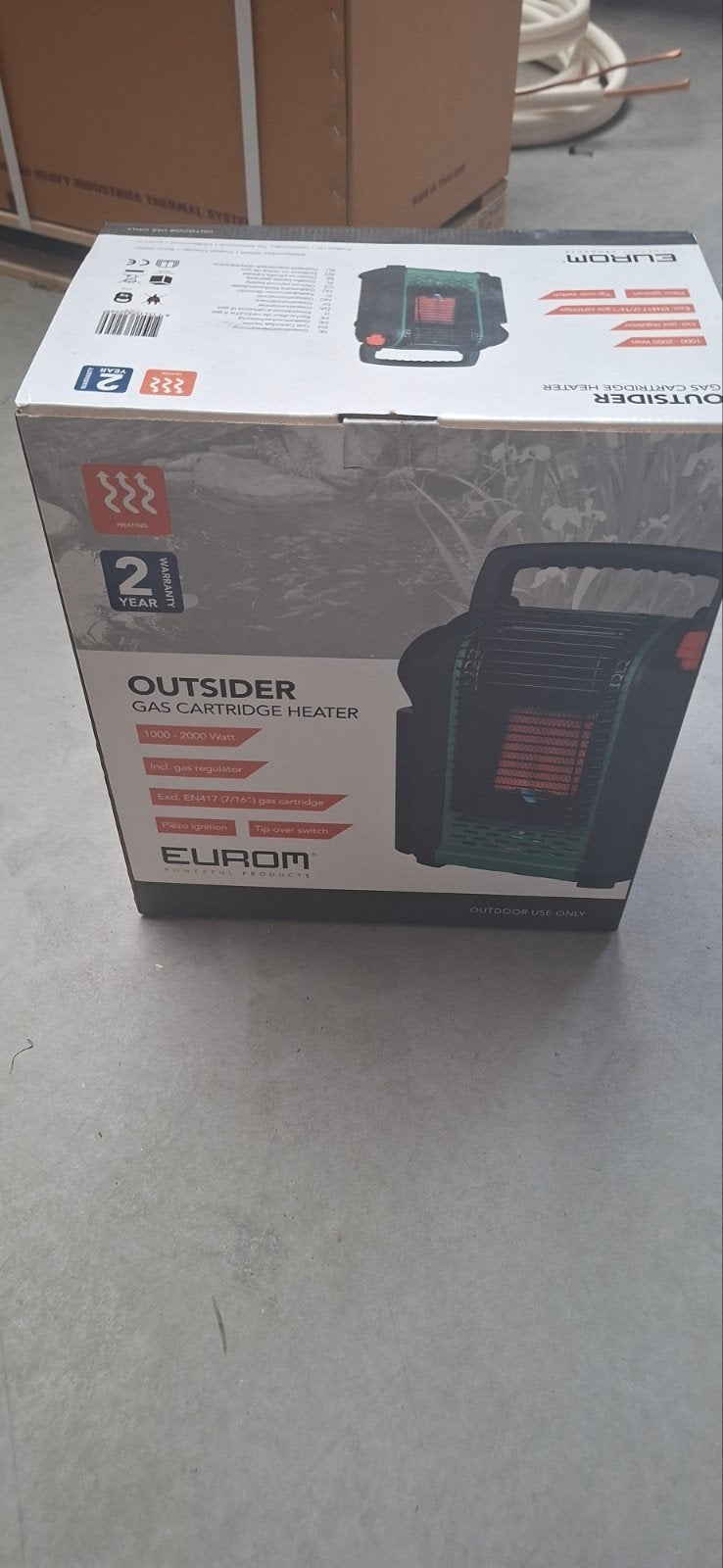 Eurom Outisder gaskachel met 2 gaspatronen, Ophalen, Zo goed als nieuw