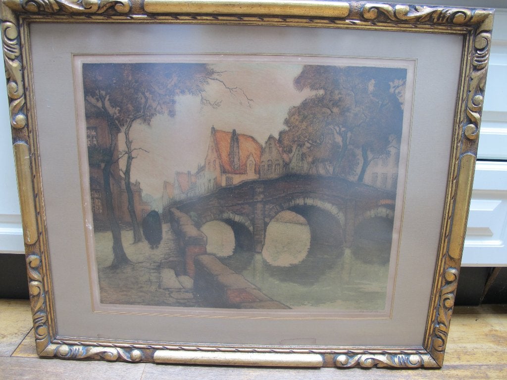 ets van neste schilderij bijna gratis, Antiek en Kunst, Ophalen, Stadsgezicht, Ets