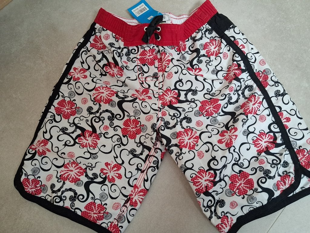 Nieuw! Fleurige zwembroek rood, wit Beachwear maat 122, Beachwear, Ophalen of Verzenden, Jongen, Nieuw