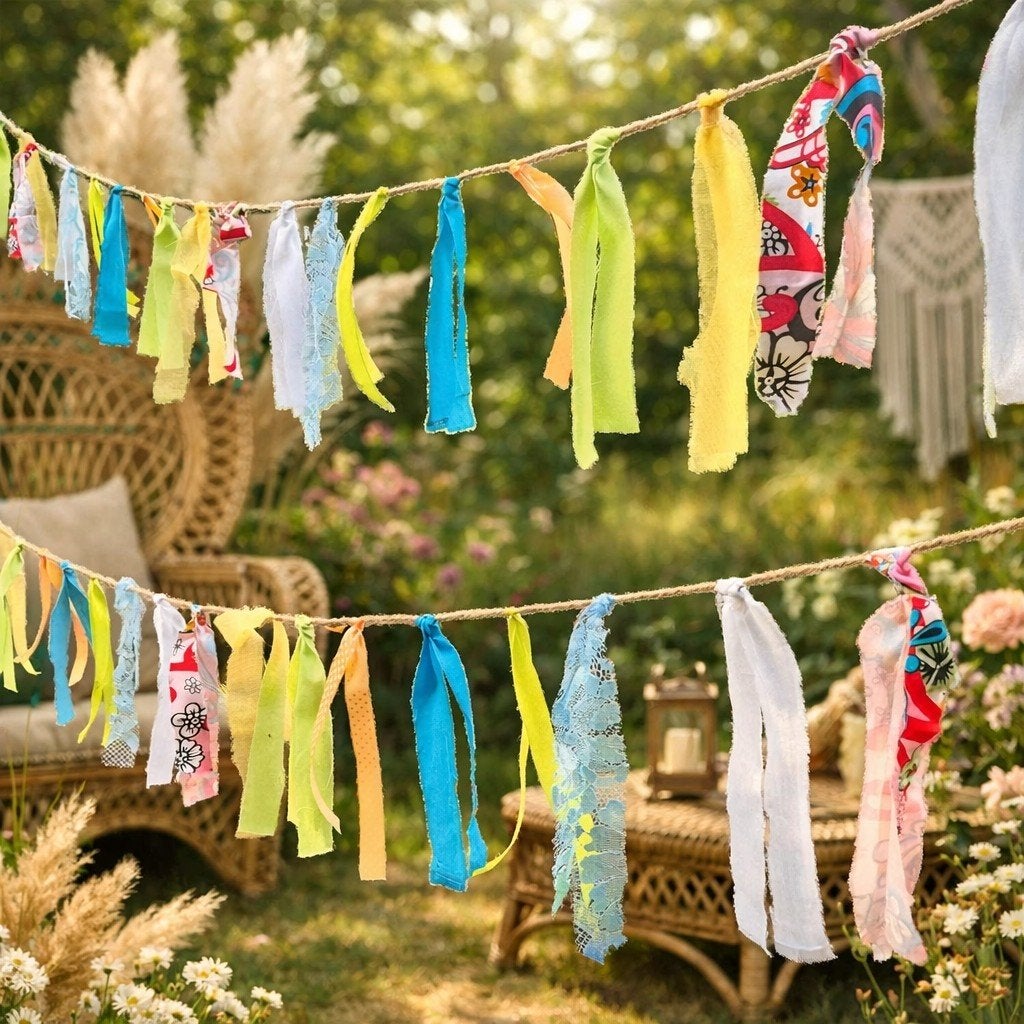 stoffen slinger 10 meter vrolijke boho decoratie, Ophalen of Verzenden, Nieuw, Versiering