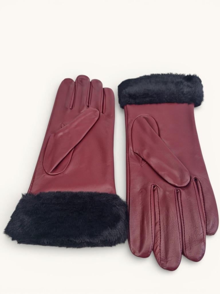 Luxe Leren Dameshandschoenen met Bont - Maat 8, Ophalen of Verzenden