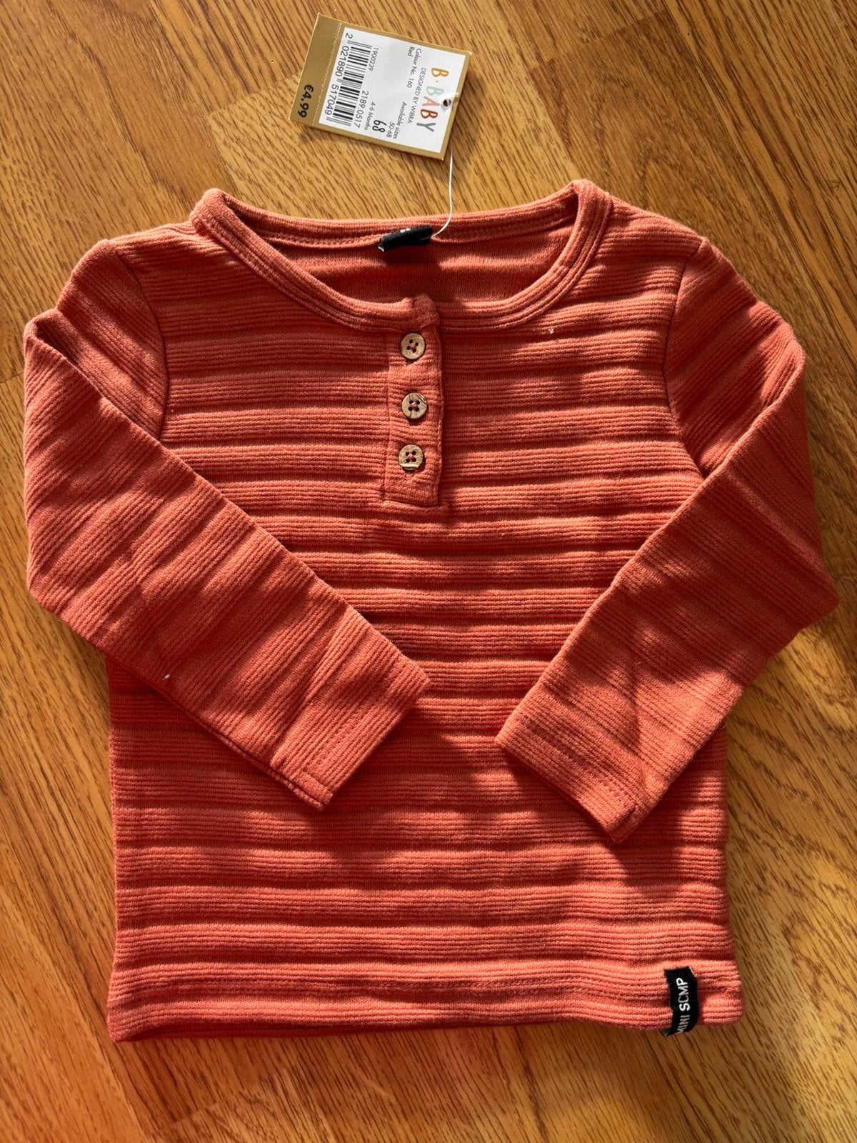 Nieuw shirt baby Wibra lange mouw maat 68, Wibra baby, Nieuw, Ophalen of Verzenden, Jongetje