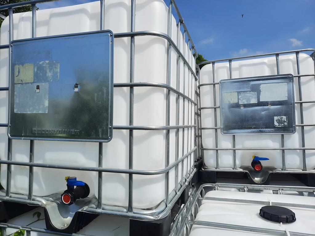 1000L IBC Container–Schoon–Ideaal als Regenton/Wateropslag, Tuin en Terras, Kunststof, Met kraantje, 150 liter of meer, Ophalen of Verzenden