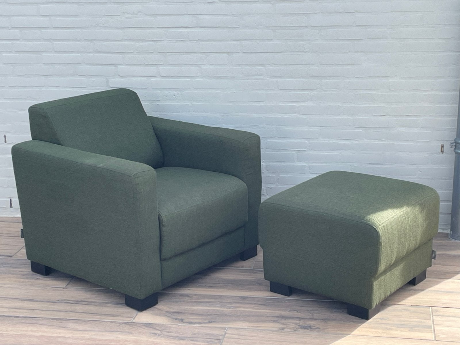 Fauteuil met hocker, Huis en Inrichting, Ophalen, Minder dan 75 cm, Zo goed als nieuw, 75 tot 100 cm