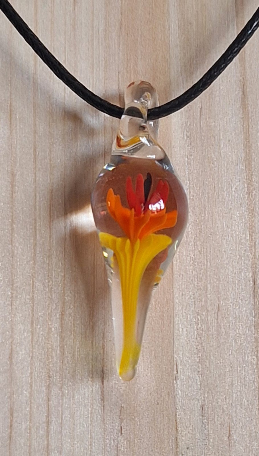 handgemaakte lampwork glas hanger, Geel, Nieuw, Ophalen of Verzenden, Overige materialen