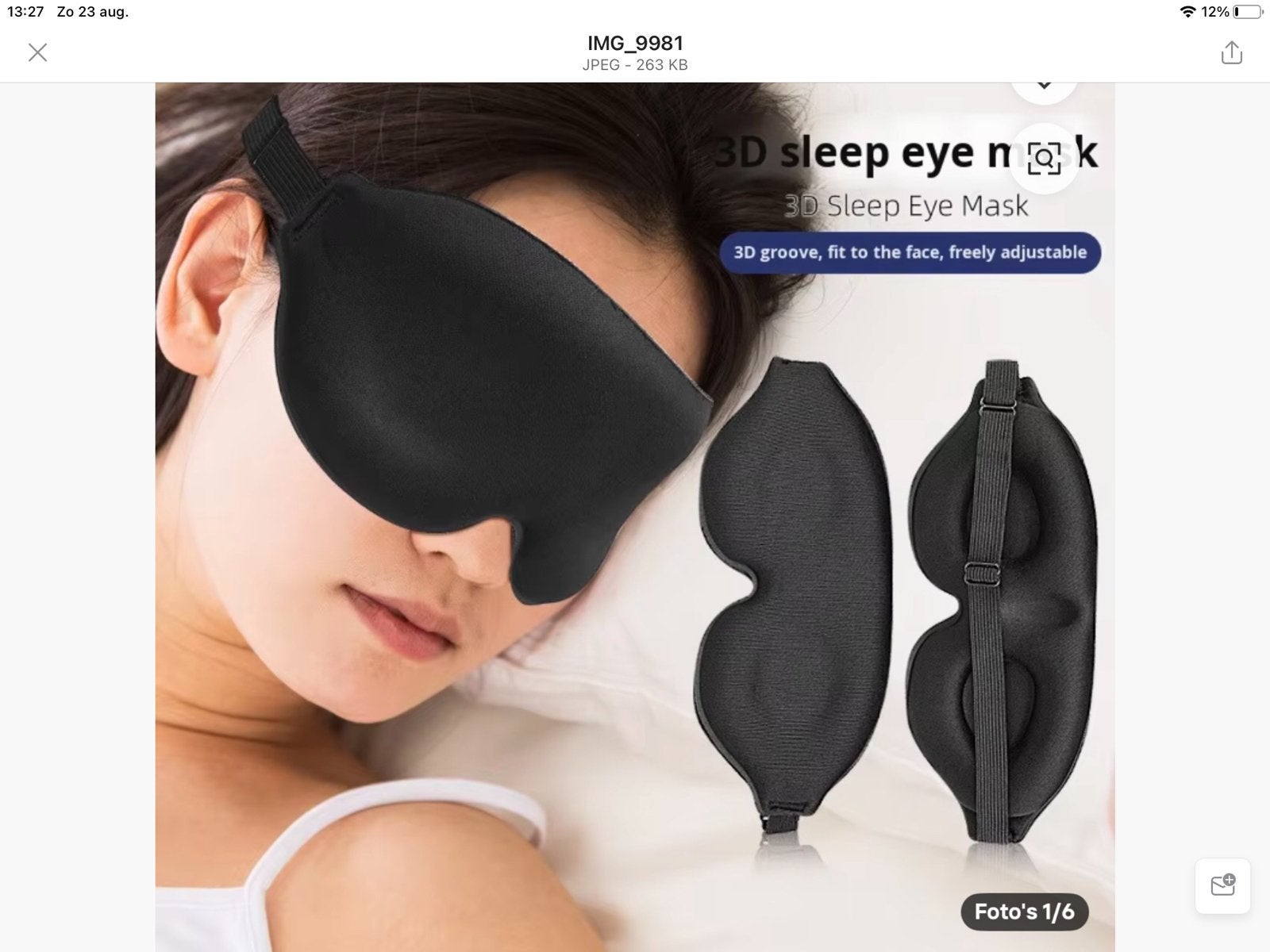 Oogmaskers-Slaapmasker 3D gevormd- incl. Verzendkosten, Nieuw, Maat 42/44 (L)