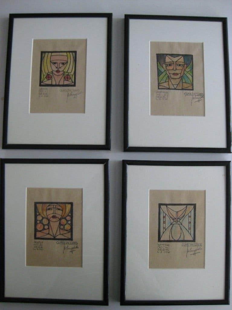 J.H.C. [Jos] Creyghton Zomer lente herfst winter. gesigneerd, Ophalen of Verzenden, Abstract