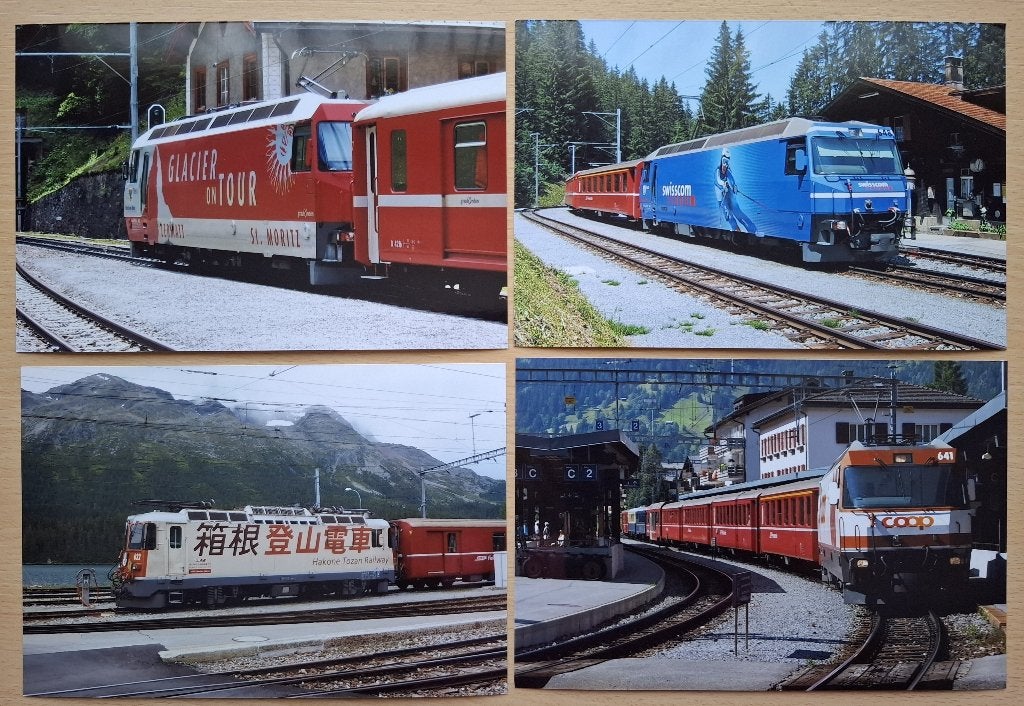foto's bijzondere locomotieven Rhatische Bahn - Zwitserland, Verzenden, Nieuw, Trein, Kaart of Prent