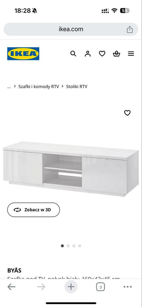 IKEA BYÅS TV-meubel wit hoogglans- persoonlijk ophalen, Huis en Inrichting, Kasten | Televisiemeubels, Kunststof, Gebruikt, 150 tot 200 cm