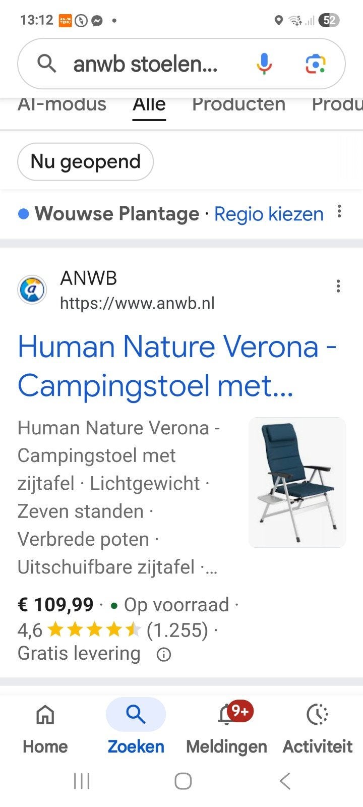 ANWB Human Nature Verona Campingstoelen met zijtafel Nieuwst, Caravans en Kamperen, Kampeermeubelen, Nieuw, Campingstoel, Ophalen