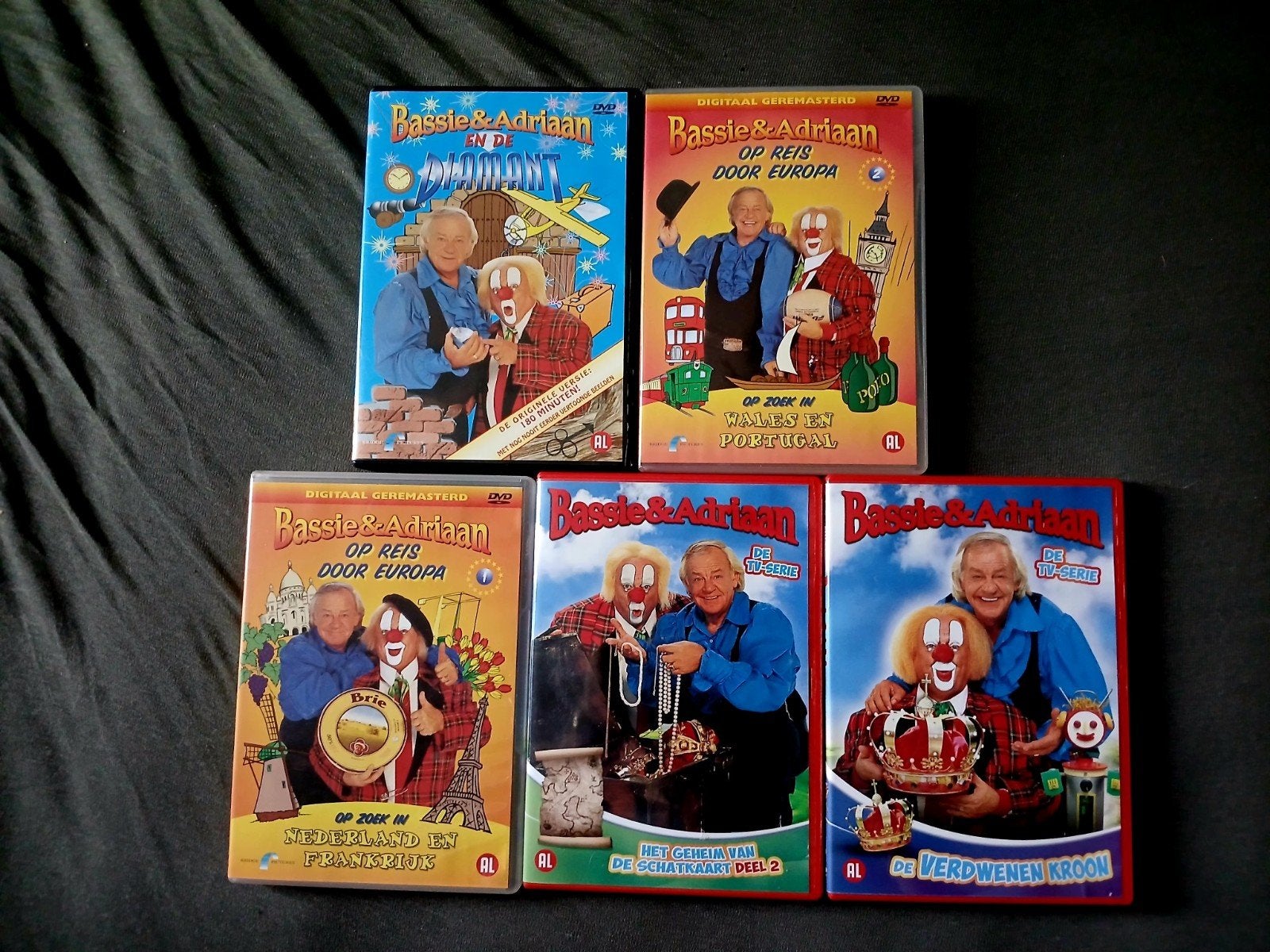 Bassie & Adriaan DVD Collectie - 5 Dvd's, Cd's en Dvd's, Ophalen, Gebruikt, Verzamelbox, Alle leeftijden