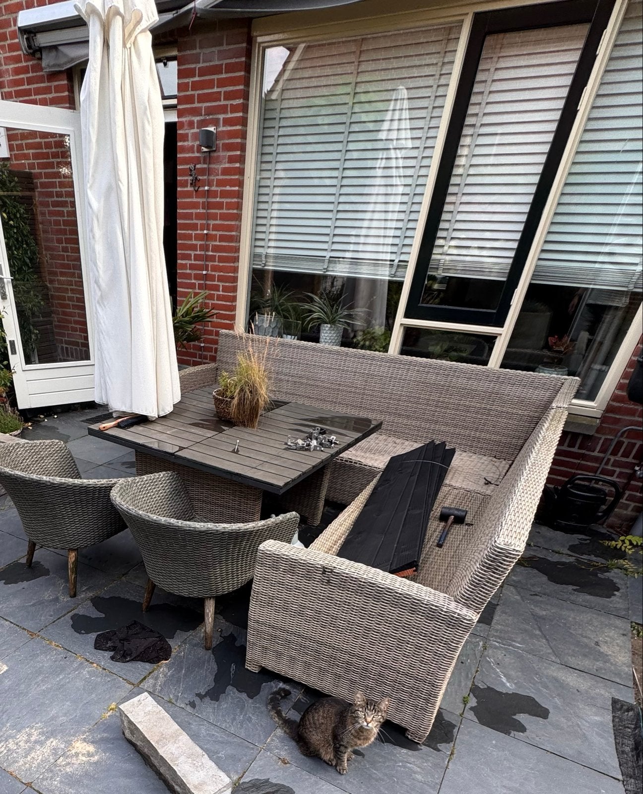 Leuk tuinsetje met kussens (gratis), Tuin en Terras, Ophalen, 4 zitplaatsen, Gebruikt, Wicker