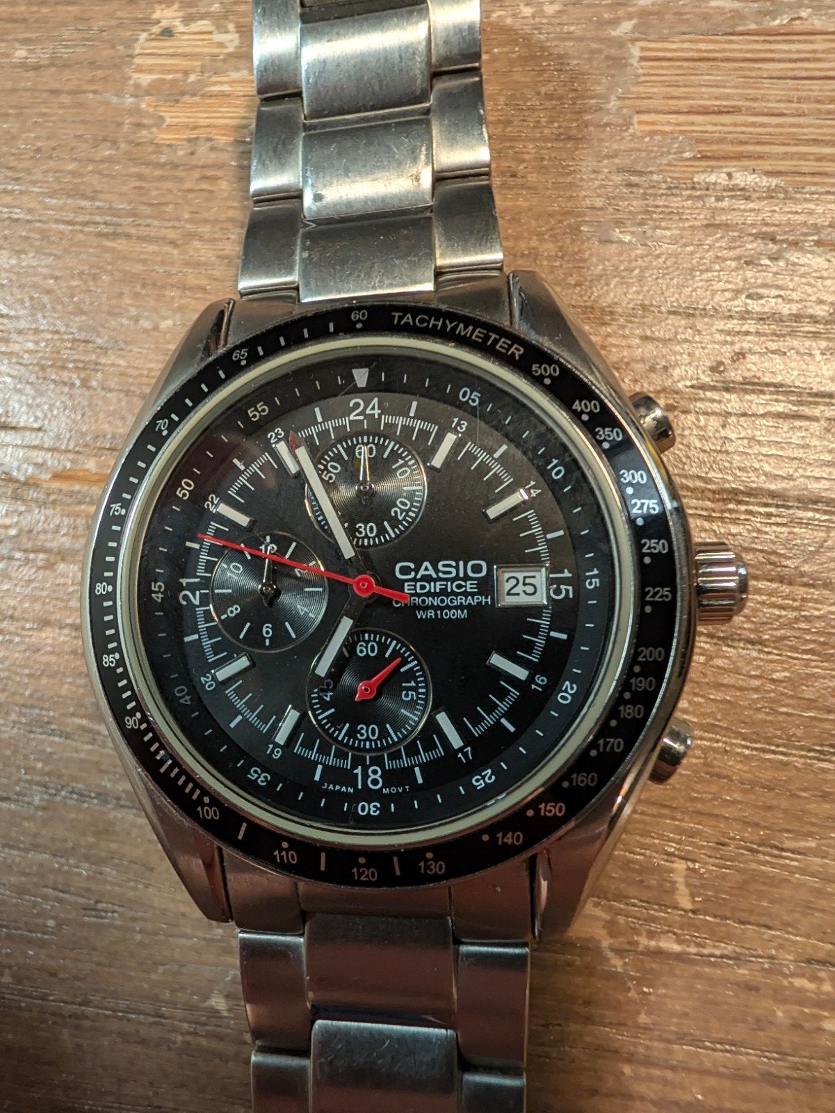 Casio Edifice EF-503D Chronograaf Herenhorloge, Gebruikt, Staal, Polshorloge, Ophalen of Verzenden