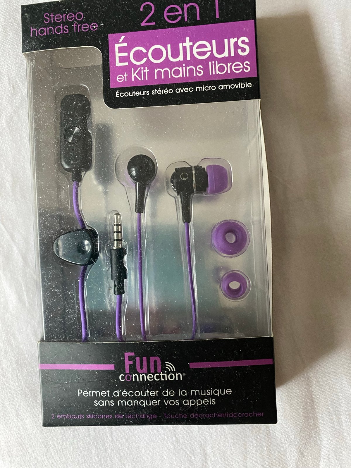 Fun Connection 2-in-1 Stereo Handsfree Oordopjes Paars, Audio, Tv en Foto, Koptelefoons, Nieuw, In-ear, Overige merken, Paars