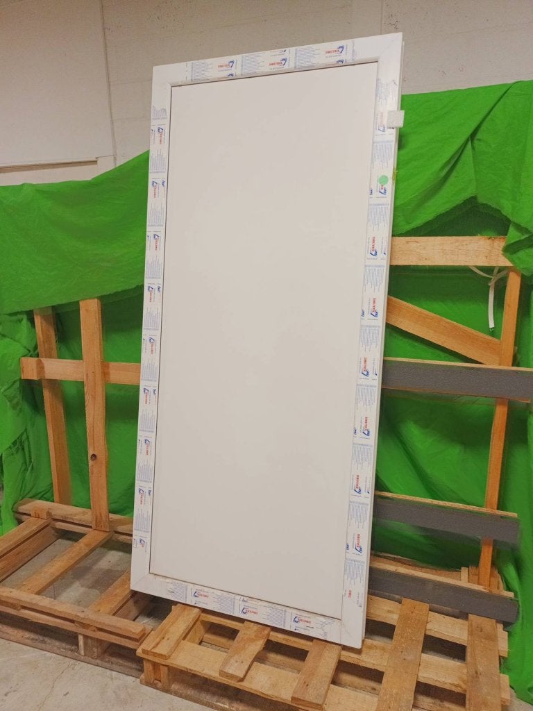 Kunststof Vast kozijn  b92,4 x h203,8 cm Wit  -91-, Kunststof, Gebruikt, Raamkozijn, Niet ingevuld