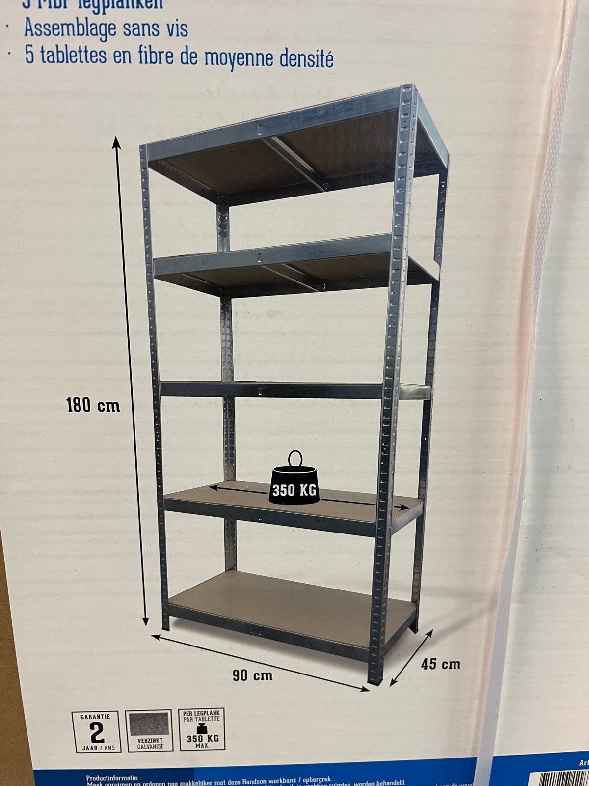 Extra zwaar metalen opbergrek, opbergkasten 180x90x45 cm, Ophalen, Nieuw