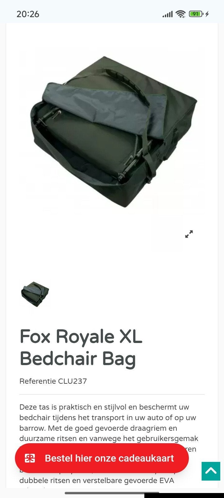 Fox Royal Stretcher tas XL uitvoering nieuw staat 25 euro, Watersport en Boten, Hengelsport | Karpervissen, Ophalen of Verzenden
