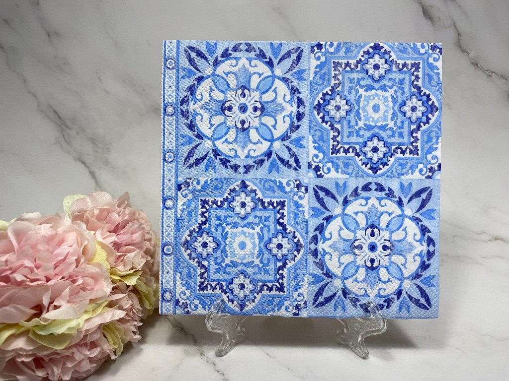 Knutsel servetten delfts blauwe tegeltjes decoupage nr 480, Ophalen of Verzenden, Nieuw, Papier of Karton, Blauw