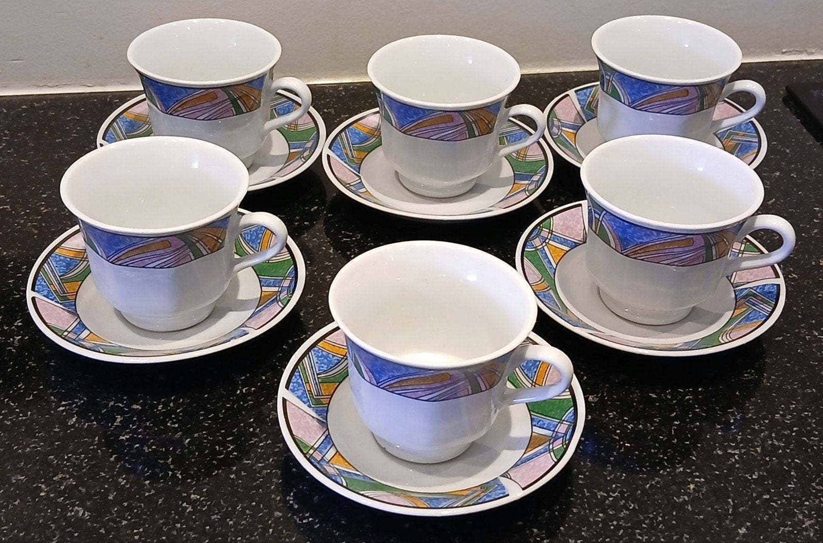 6x kopje met schoteltje, Nieuw, Ophalen of Verzenden, Overige stijlen, Kop(pen) en/of Schotel(s)