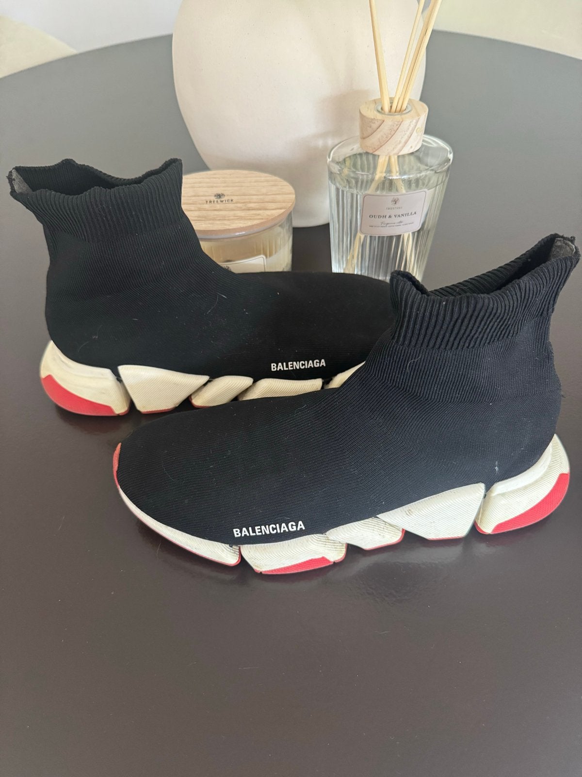 Balenciaga Speed Trainer Sneakers Maat 44 Zwart Rood, Ophalen of Verzenden, Gedragen, Zwart, Sneakers of Gympen