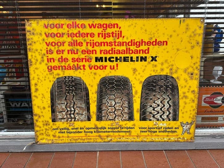 Vintage Michelin 'X' Radiaalband Reclamebord, Ophalen, Reclamebord, Gebruikt, .