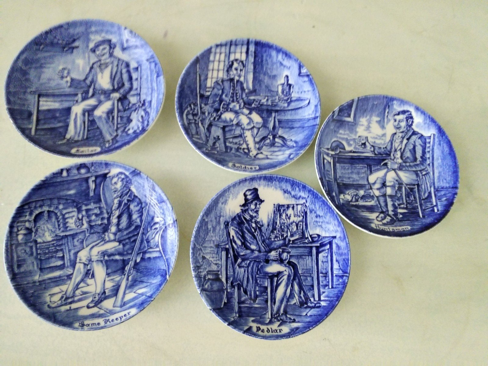 Set van 5 Wedgwood Enoch Tunstall miniatuur bordjes, Ophalen of Verzenden